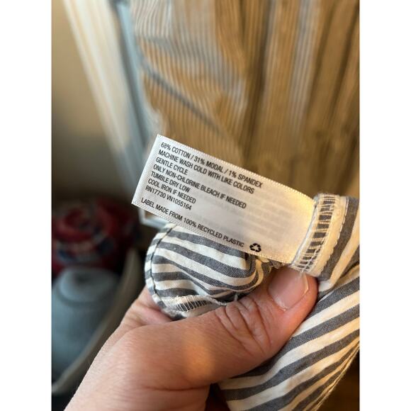 Blue and White Striped A New Day Maxi Dress Puff Sleeve, Long Sleeve - Picture 5 of 7